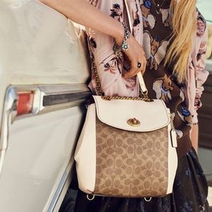 Coated canvas signature convertible backpack